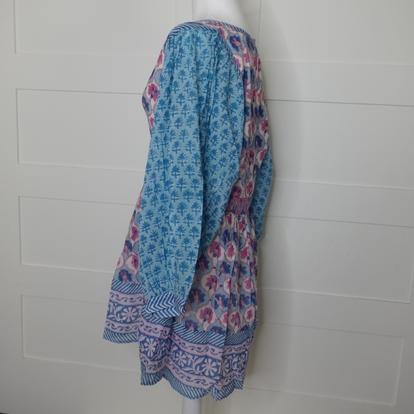 Oliphant Dress NWT Tie Front Balloon Mini Iris Blue long sleeves flare dress - Picture 5 of 11